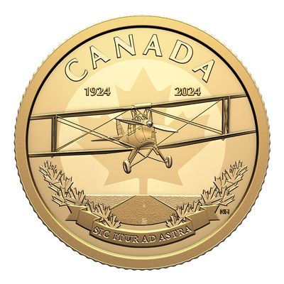A picture of a 2024 $100 Pure Gold Coin - 100th Anniversary of the Royal Canadian Air Force